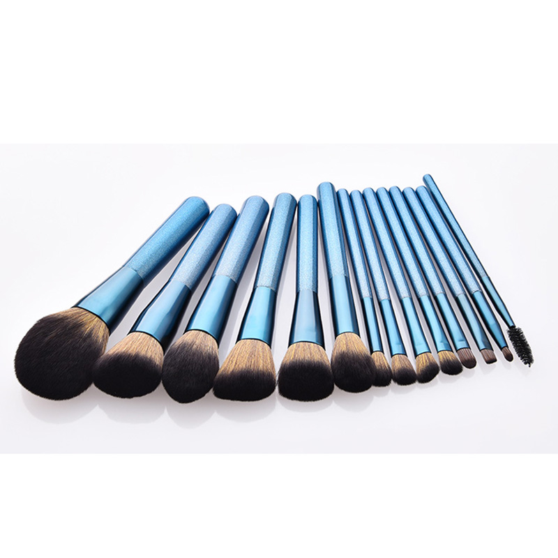 DDP OEM Private Label Blue Handle 14pcs Cosmetics Brush Set (2)