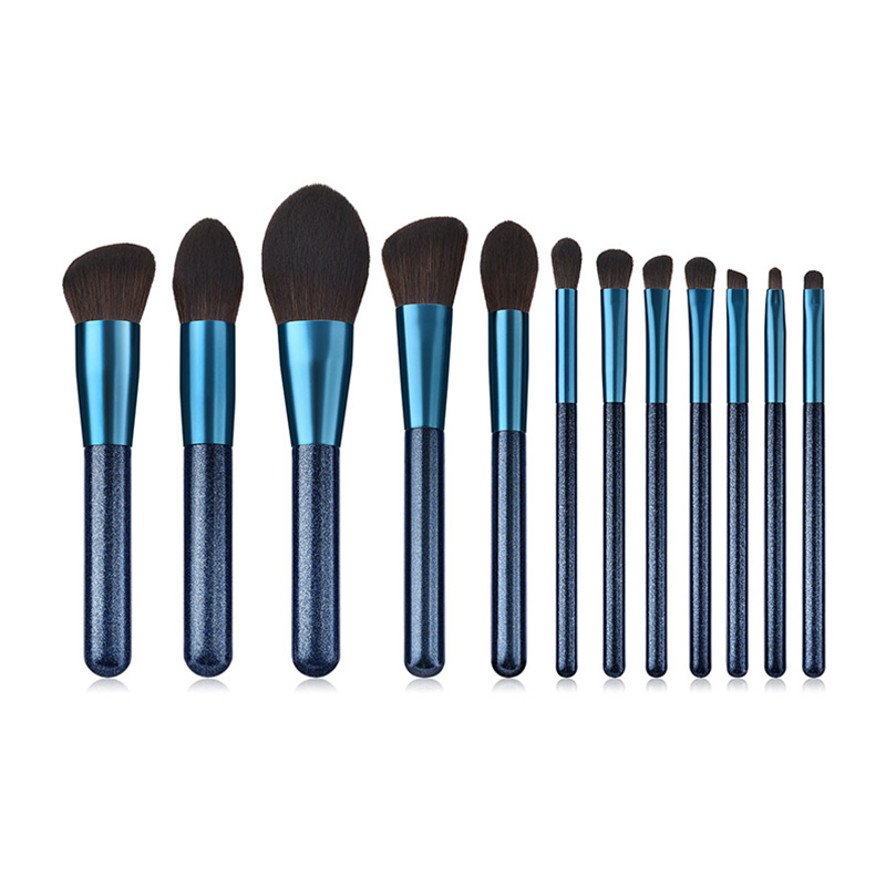 Supphire 12 pcs Makeup Brush Set with blueh handle and Micro Crystal Fibre (1)